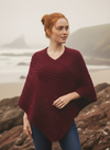 Aran Merino Wool V Poncho | Raspberry