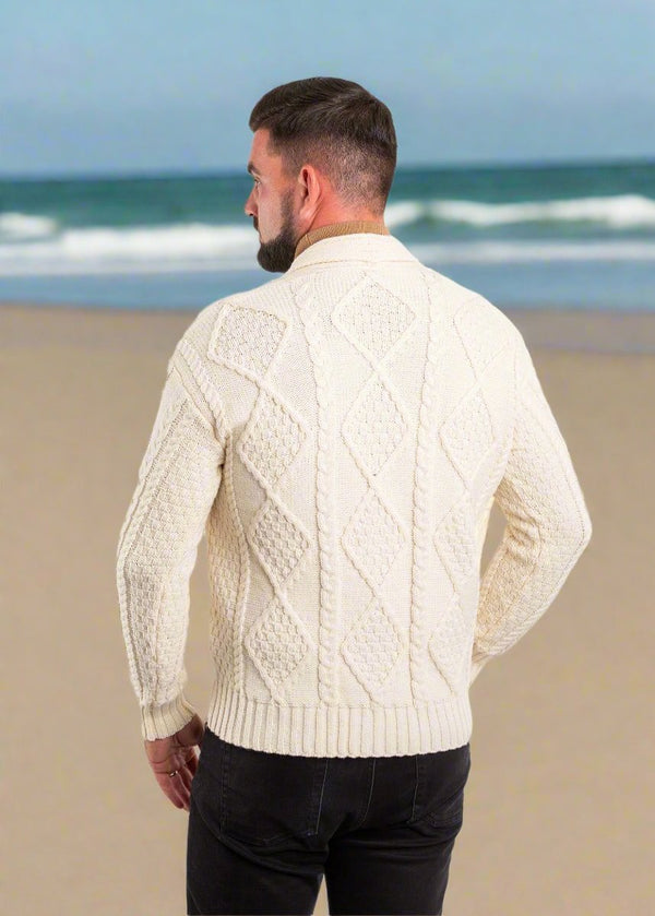 Men's Shawl Button Cardigan | Natural