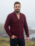 Aran Men's Shawl Button Cardigan | Wine - Clearance
