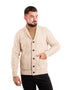 Men's Aran Shawl Collar Cardigan | Oatmeal | 100% Merino Wool - Clearance