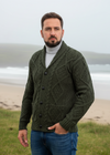 Aran Men's Shawl Button Cardigan | Army Green