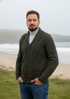Aran Men's Shawl Button Cardigan | Army Green
