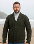 Aran Men's Shawl Button Cardigan | Army Green - Clearance