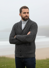 Aran Men's Shawl Button Cardigan | Charcoal 
