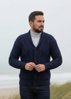 Aran Men's Shawl Button Cardigan | Blue