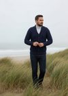 Aran Men's Shawl Button Cardigan | Blue