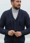 Aran Men's Shawl Button Cardigan | Blue