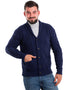 Men's Blue Aran Shawl Collar Cardigan | 100% Merino Wool | Irish Made