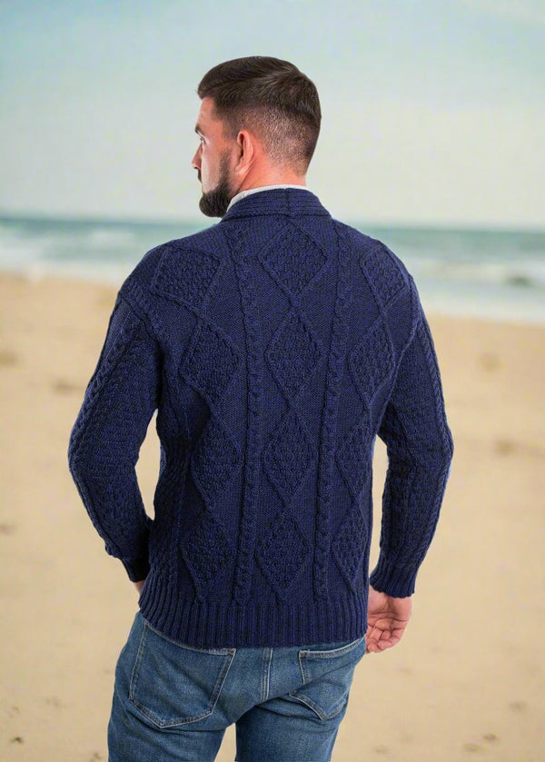 Men's Shawl Button Cardigan | Blue