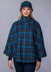 Mucros Poncho | Navy Blue Check