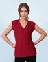 Aran V Neck Vest | Red - Clearance
