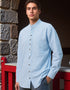 Vintage Cotton Grandfather Shirt – Ivory Pin Stripe