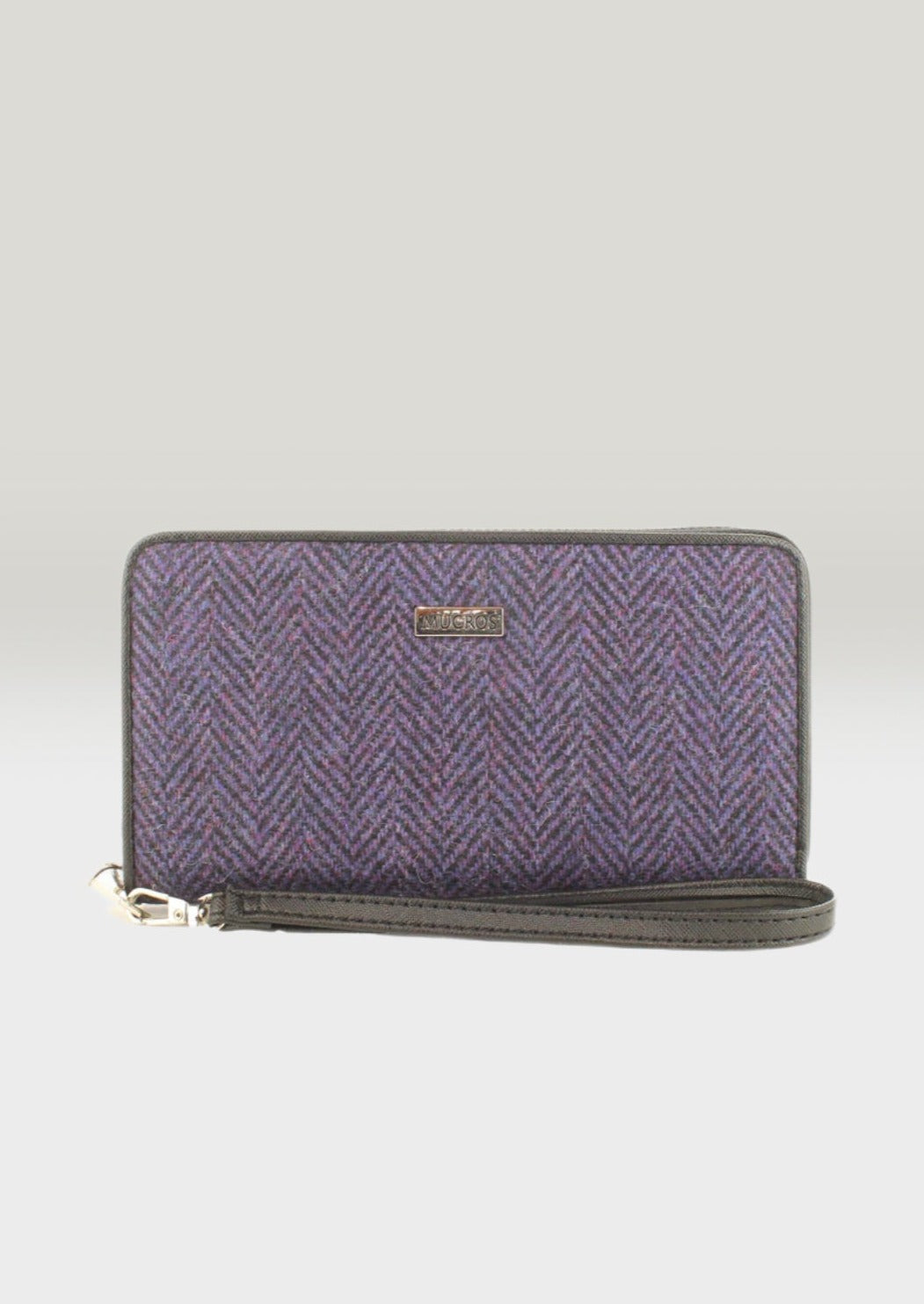Mucros Tweed Wallet - Purple Herringbone