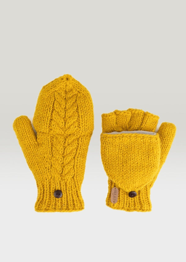 Aran Cable Hunter Gloves | Sunflower