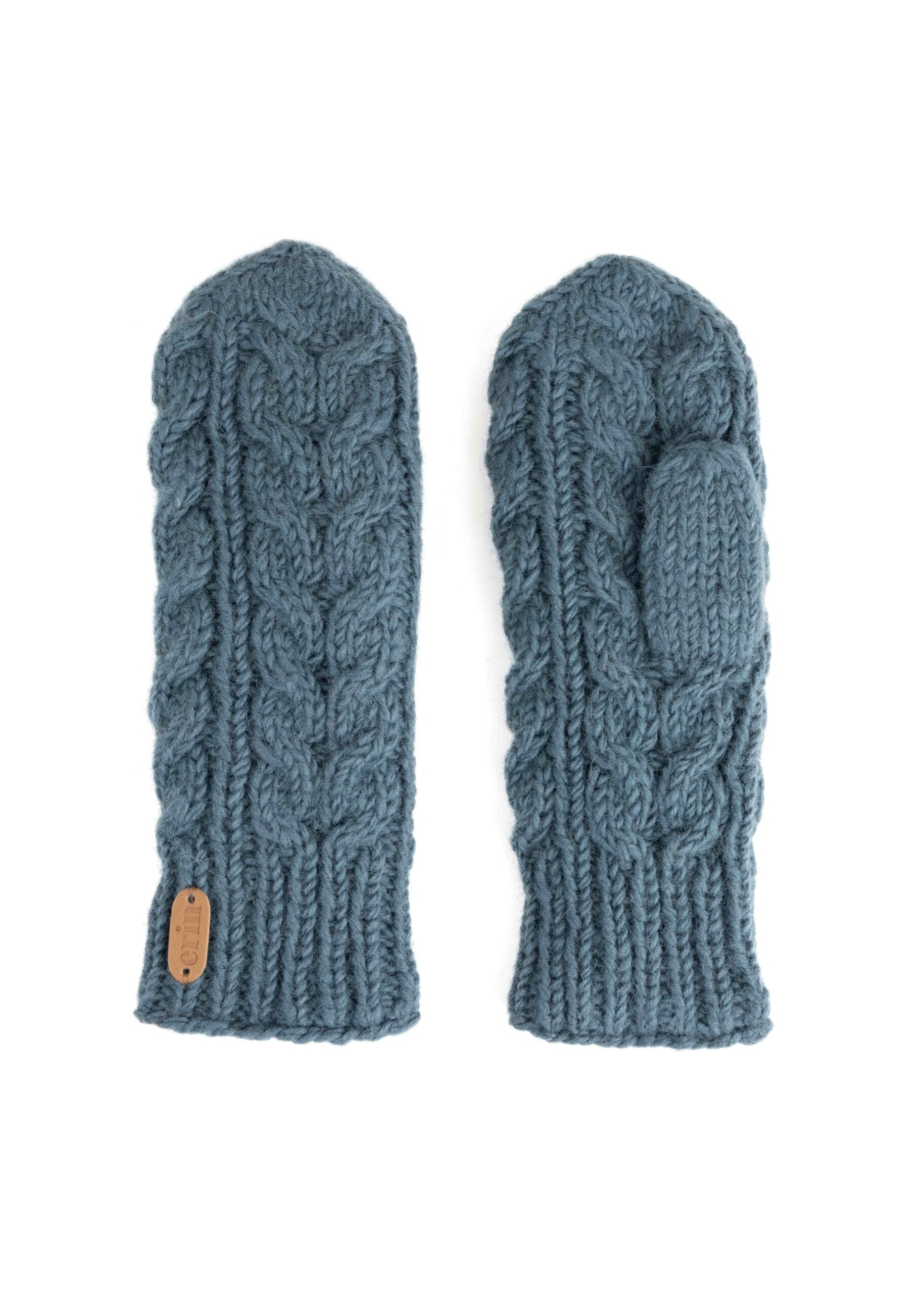 Aran Cable Mittens | Denim