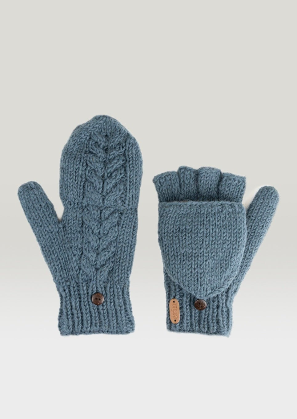 Aran Cable Hunter Gloves - Denim