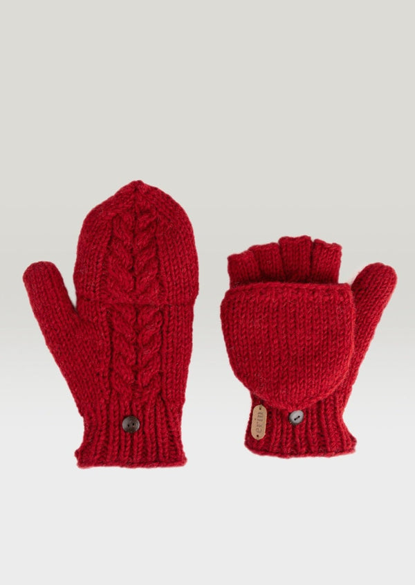 Aran Cable Hunter Gloves | Red