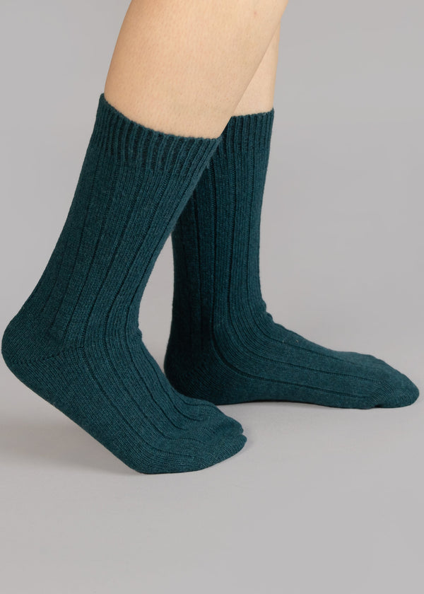 West of Ireland Cashmere Mix Socks | Petrol
