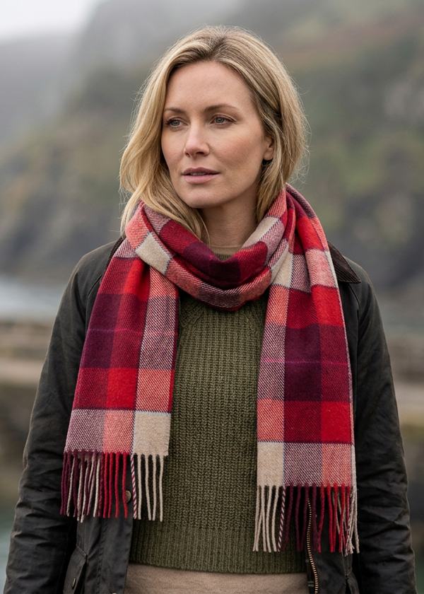 McNutt of Donegal Wildberry Plaid Scarf