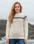 Ladies Slim-Fit Aran Fairisle Sweater | Natual