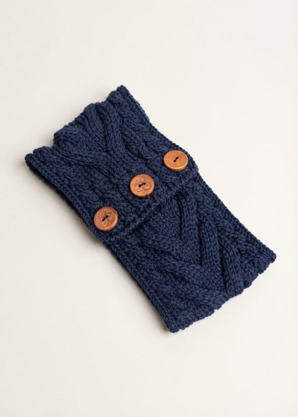 Women's Aran Button Headband | Ink