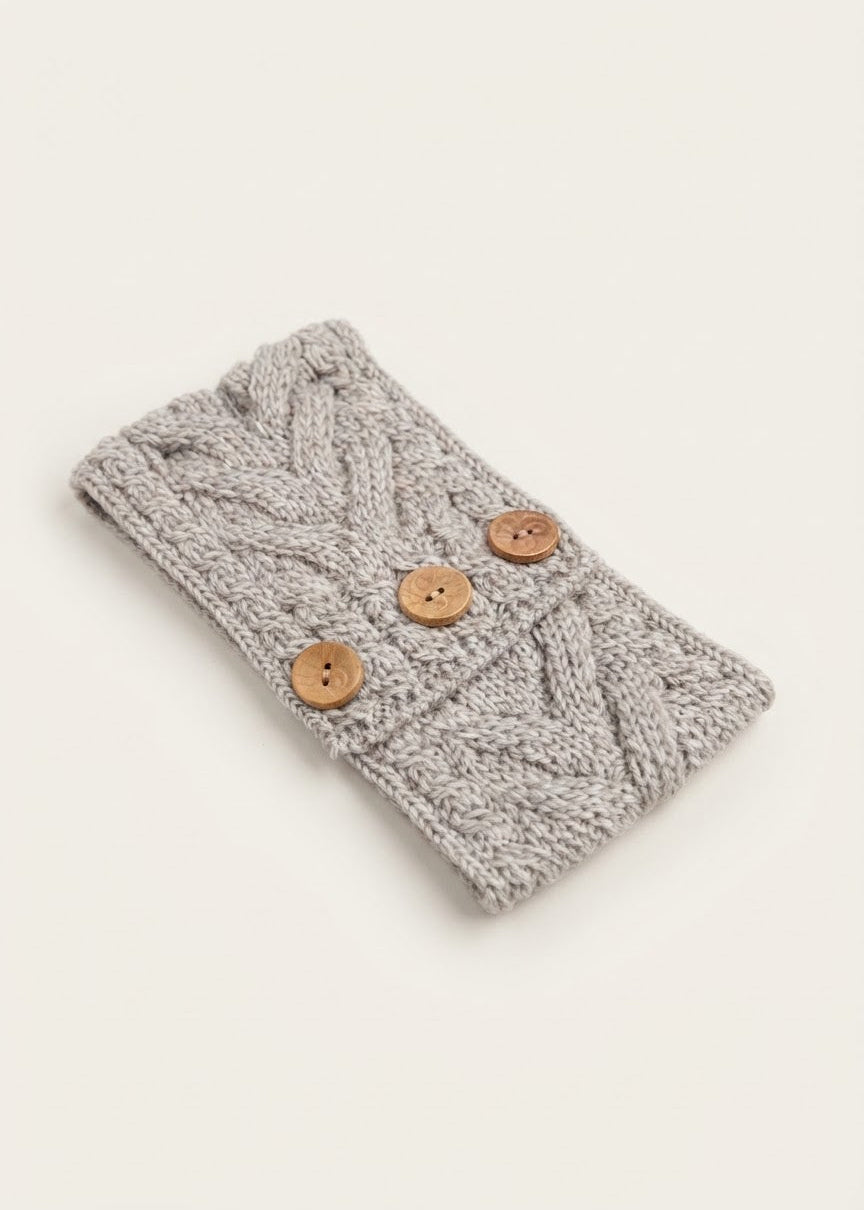 Women's Aran Button Headband | Oatmeal