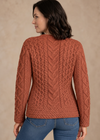 Women's Aran Cable Knit Cardigan - Autumn Leaves | 100% Merino Wool