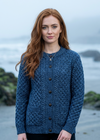 Women's Aran Lumber Cardigan - 100% Merino Wool | Denim Marl