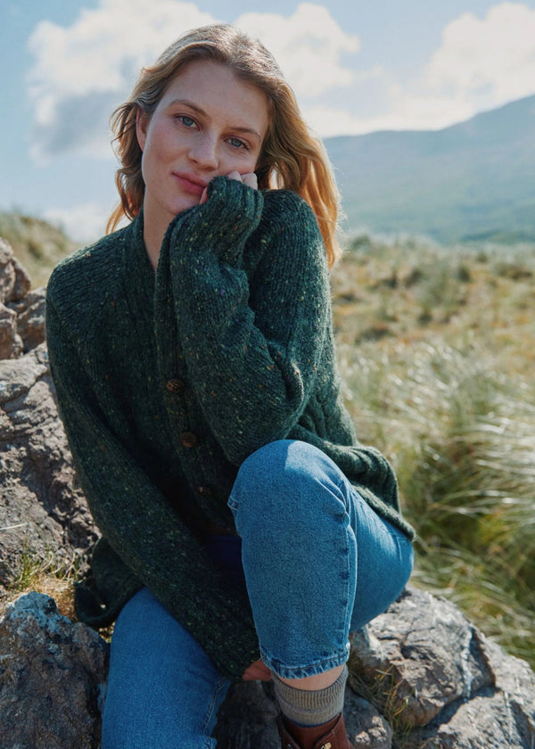 Women's Donegal Tweed Cardigan with Pockets