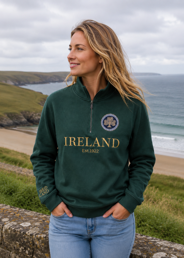 Women's Ireland Shamrock 1/2 Zip Sweater | Green
