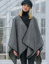 Premium Herringbone Tweed Wrap | 100% Wool Poncho