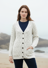 Adare Boyfriend Aran Cardigan | Natural