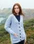 Adare Boyfriend Aran Cardigan | Ice Marl