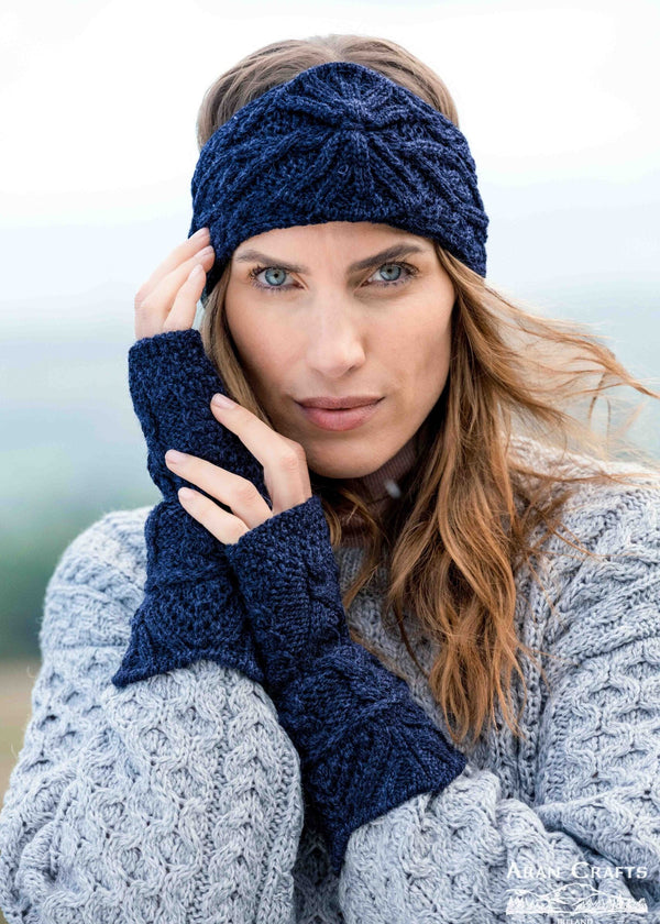 Aran Knitted Head Band | Blue