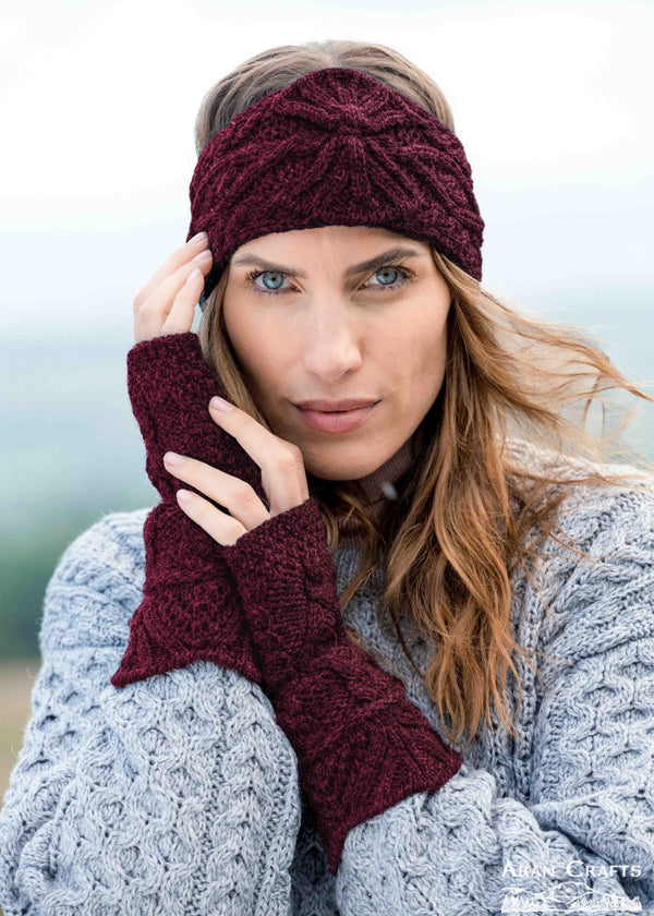 Aran Knitted Head Band | Purple