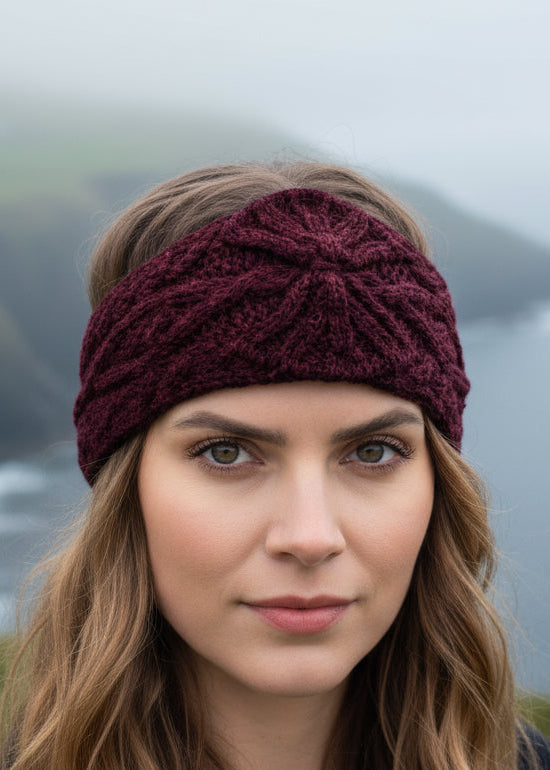 Aran Knitted Head Band | Purple