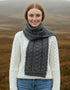 Chunky Cable Knit Aran Scarf | Charcoal