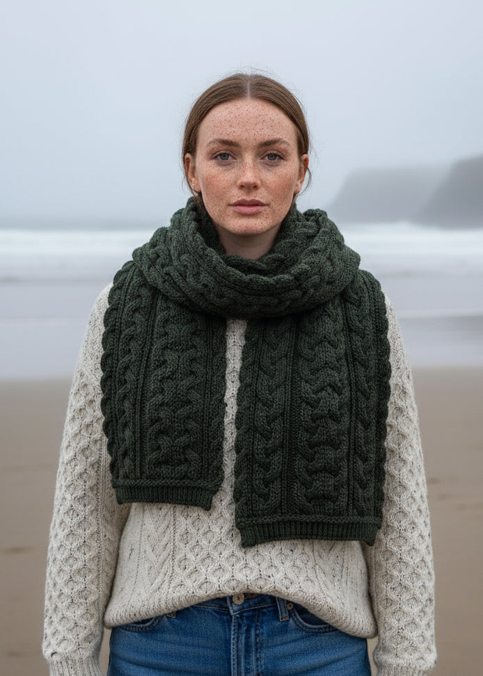 Army Green Aran Scarf