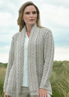 Herringbone Edge to Edge Aran Cardigan | Stone