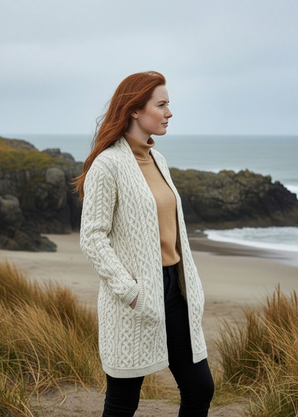 Aran Celtic Braid Edge Coat | Natural