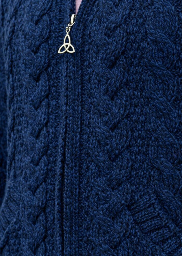 Aran Crafts Cork Long Zip Blue Coat