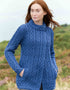 Meath Side Button Aran Cardigan | Blue