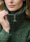 Aran Crafts Double Collar Trinity Cardigan | Green