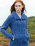 Aran Crafts Double Collar Trinity Cardigan | Blue