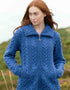 Aran Crafts Double Collar Trinity Cardigan | Blue