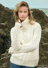 Aran Crafts Double Collar Trinity Cardigan - Natural