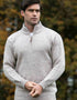 Aran Wool Half Zip Sweater | Skiddaw Oatmeal | Irish Knit