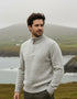 Aran Wool Half Zip Sweater | Skiddaw Oatmeal | Irish Knit