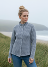 Foxford Chequered Merino Aran Jacket | Grey