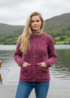 Aran Lace Style Lumber Cardigan | Magenta